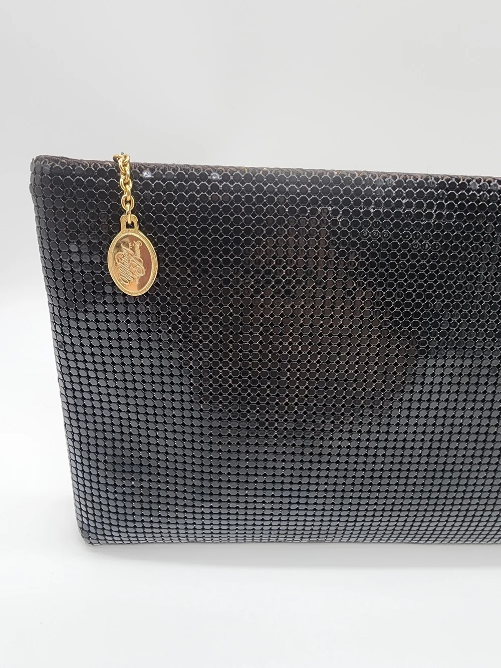 Whiting & Davis Vintage Y2K Mesh Metal Black Clutch Shoulder Bag USA